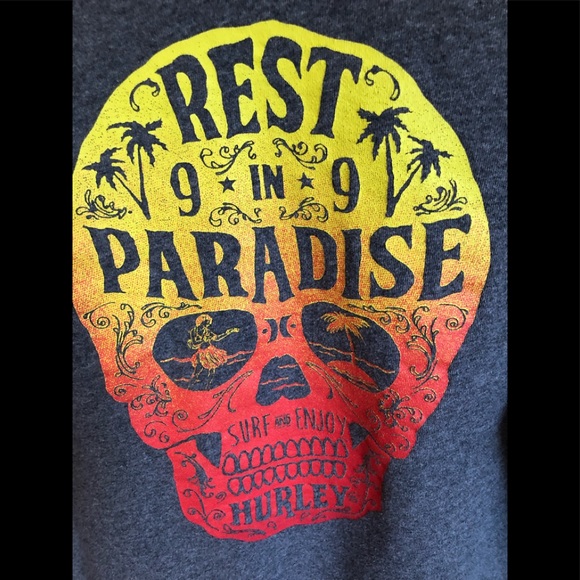 Hurley Men’s Large, Rest 9 In 9 Paradise, Surf & Enjoy Hoodie, GUC - Picture 2 of 8